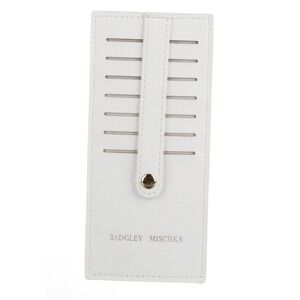 Badgley Mischka White Simple Card Holder Slim Wallet BM-4171 Gold Snap NEW